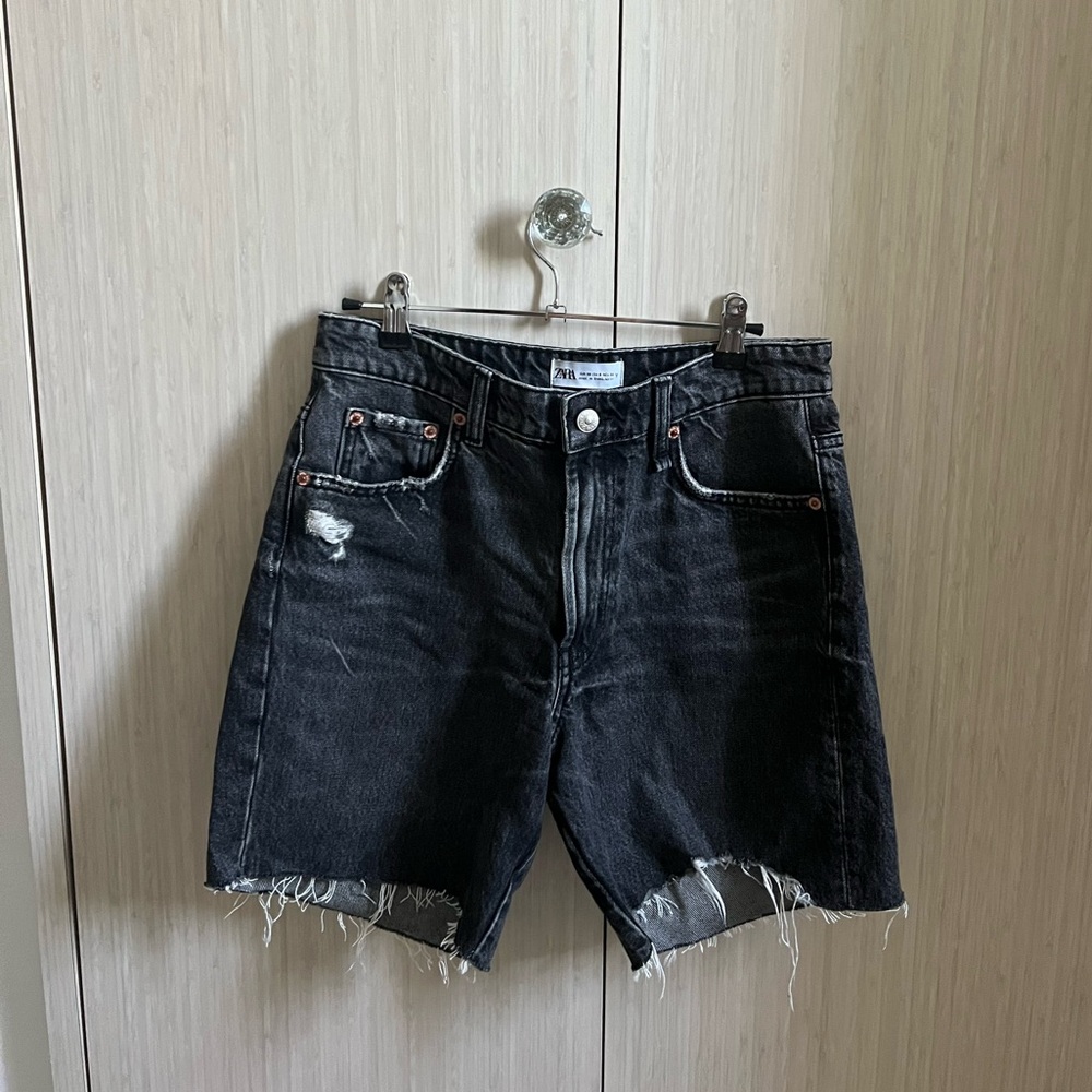 Zara black denim shorts
